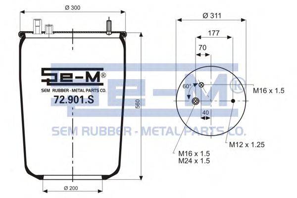 Кожух пневматической рессоры SEM LASTIK 72.901.S