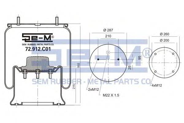 Кожух пневматической рессоры SEM LASTIK 72.912.C01