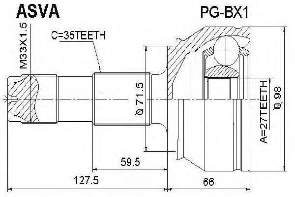 Шарнирный комплект, приводной вал ASVA PG-BX1