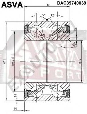 Подшипник ступицы колеса ASVA DAC39740039