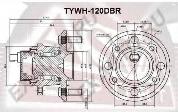 Ступица колеса ASVA TYWH-120DBR