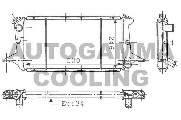 Радиатор, охлаждение двигателя AUTOGAMMA 100980