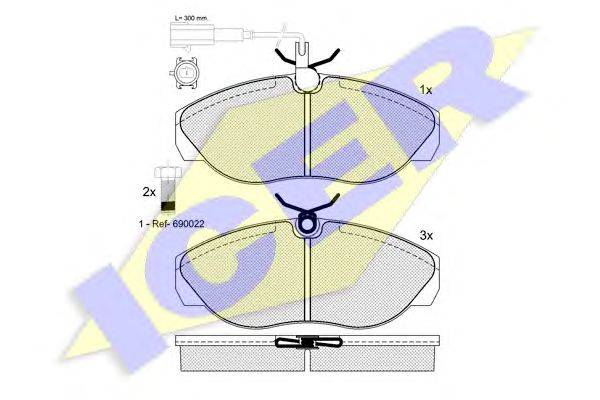 Комплект тормозных колодок, дисковый тормоз ICER 141053-203