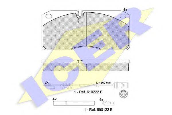 Комплект тормозных колодок, дисковый тормоз ICER 151078-110