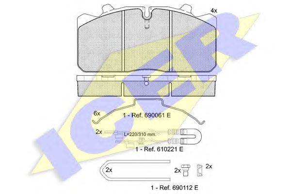 Комплект тормозных колодок, дисковый тормоз ICER 151253-113