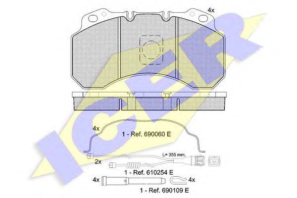 Комплект тормозных колодок, дисковый тормоз ICER 151280-115