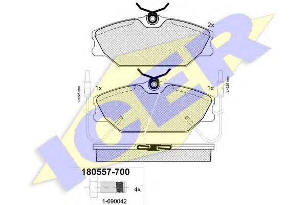 Комплект тормозных колодок, дисковый тормоз ICER 20919
