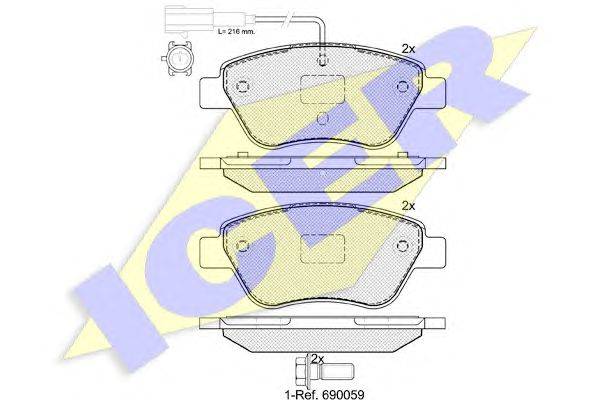 Комплект тормозных колодок, дисковый тормоз ICER 181444203