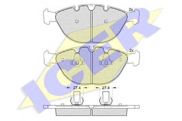 Комплект тормозных колодок, дисковый тормоз ICER 181547