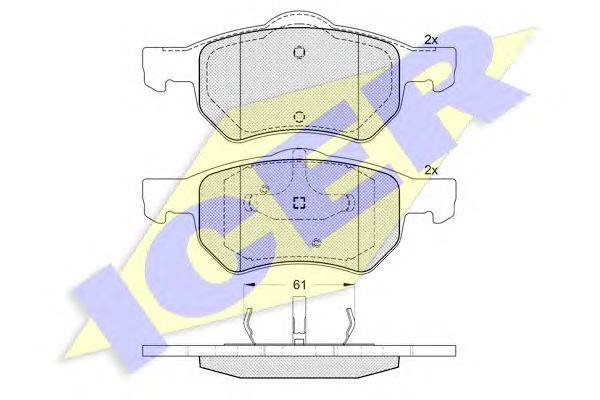 Комплект тормозных колодок, дисковый тормоз ICER 23807
