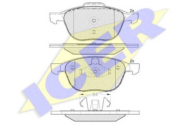 Комплект тормозных колодок, дисковый тормоз ICER 181617-202