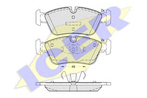 Комплект тормозных колодок, дисковый тормоз ICER 181698