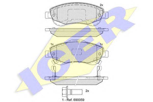 Комплект тормозных колодок, дисковый тормоз ICER 181887