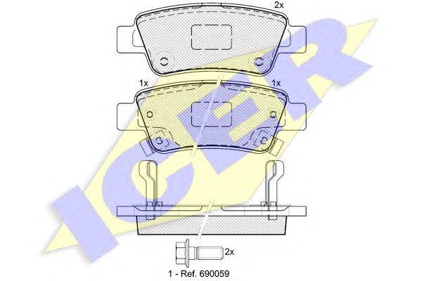 Комплект тормозных колодок, дисковый тормоз ICER 181888