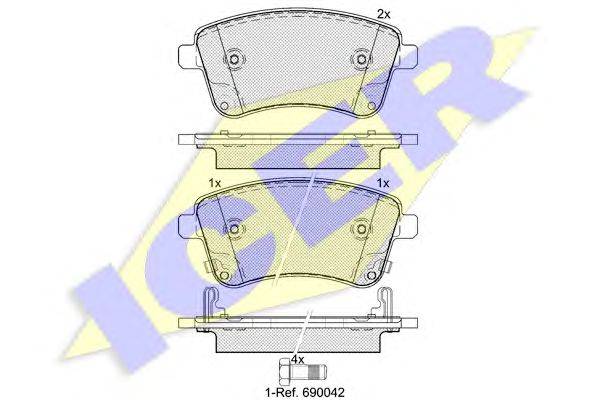 Комплект тормозных колодок, дисковый тормоз ICER 25184
