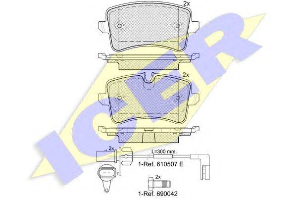 Комплект тормозных колодок, дисковый тормоз ICER 25214
