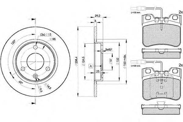 Комплект тормозов, дисковый тормозной механизм ICER 30788-7199