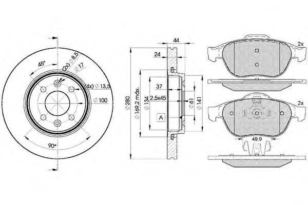 Комплект тормозов, дисковый тормозной механизм ICER 31861-7829