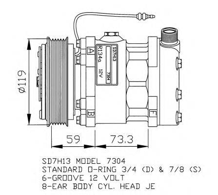 Компрессор, кондиционер SANDEN 7304