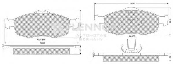 Комплект тормозных колодок, дисковый тормоз FLENNOR FB210185