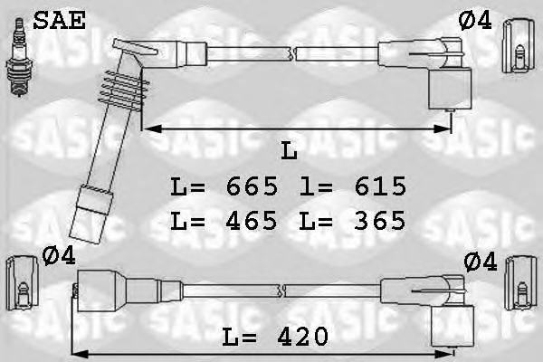 Комплект проводов зажигания SASIC 9286004