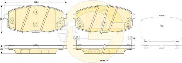 Комплект тормозных колодок, дисковый тормоз HYUNDAI 581011MA20