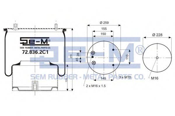 Кожух пневматической рессоры SEM LASTIK 72.836.2C1
