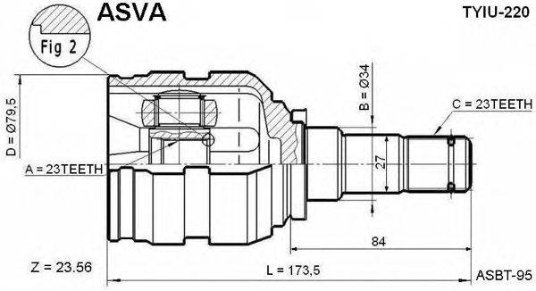 Шарнирный комплект, приводной вал ASVA TYIU220