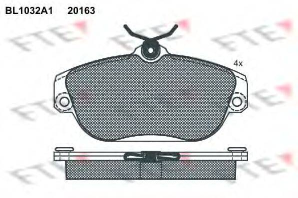 Комплект тормозных колодок, дисковый тормоз FTE 20164