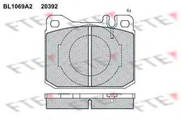 Комплект тормозных колодок, дисковый тормоз FTE 20392