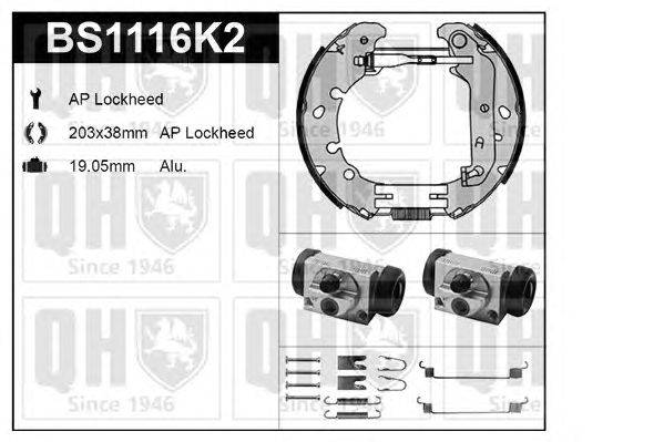 Комплект тормозов, барабанный тормозной механизм QUINTON HAZELL BS1116K2