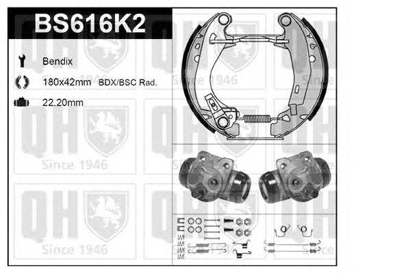 Комплект тормозов, барабанный тормозной механизм QUINTON HAZELL BS616K2