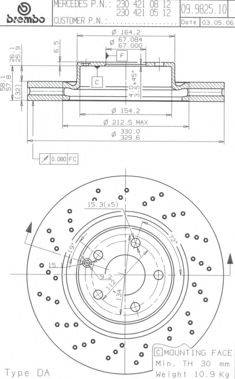 Тормозной диск BREMBO 09.9825.11