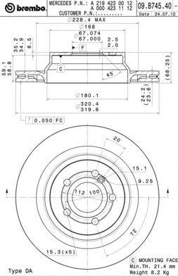 Тормозной диск BREMBO 09.B745.41