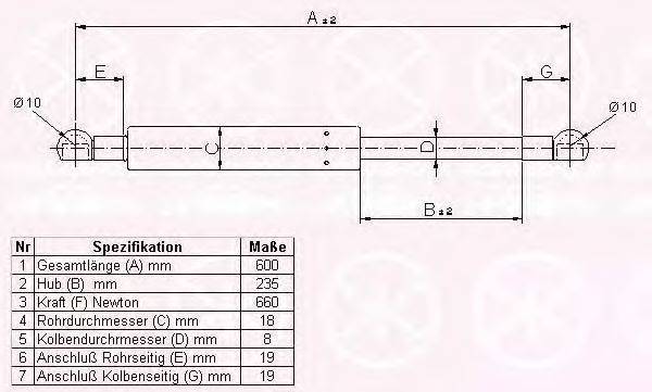 Газовая пружина, крышка багажник KLOKKERHOLM 05237100