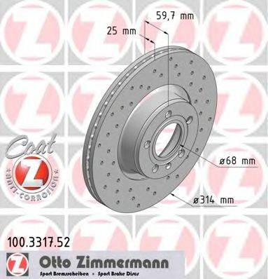 Тормозной диск ZIMMERMANN 100.3317.52
