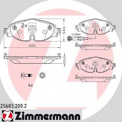 Комплект тормозных колодок, дисковый тормоз ZIMMERMANN 256832002
