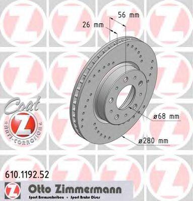 Тормозной диск ZIMMERMANN 610.1192.52