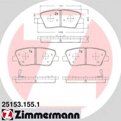 Комплект тормозных колодок, дисковый тормоз ZIMMERMANN 25154