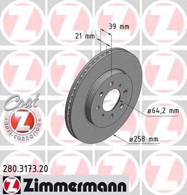 Тормозной диск ZIMMERMANN 280.3173.20