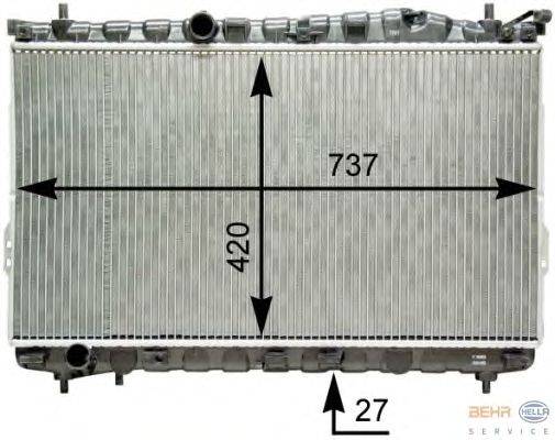 Радиатор, охлаждение двигателя HELLA 8MK 376 762-311