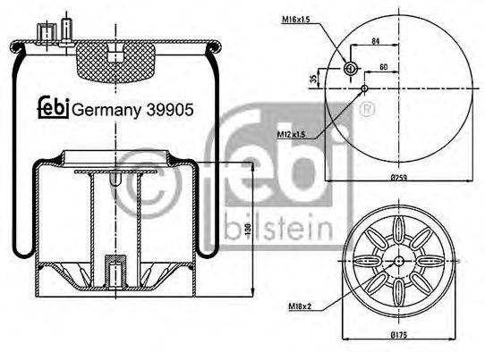 Кожух пневматической рессоры FEBI BILSTEIN 39905