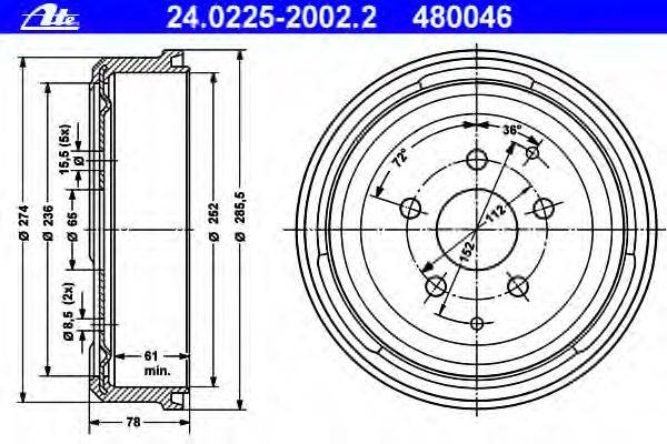 Тормозной барабан ATE 24.0225-2002.2