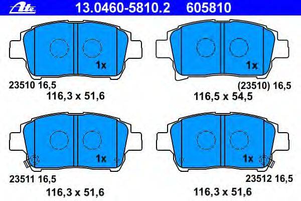 Комплект тормозных колодок, дисковый тормоз ATE 13.0460-5810.2
