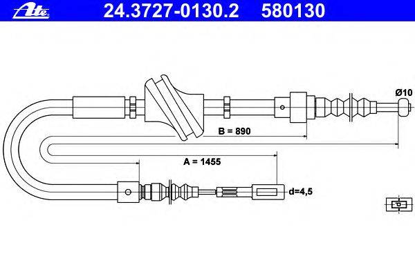Трос, стояночная тормозная система ATE 24.3727-0130.2