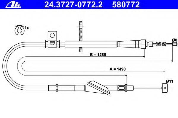 Трос, стояночная тормозная система ATE 24.3727-0772.2