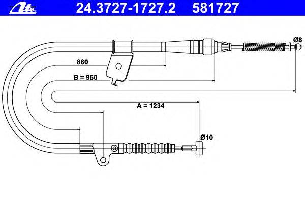 Трос, стояночная тормозная система ATE 24.3727-1727.2
