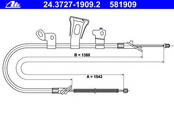 Трос, стояночная тормозная система ATE 24.3727-1909.2