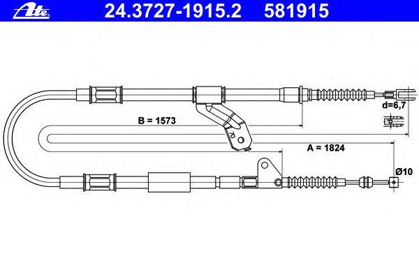 Трос, стояночная тормозная система ATE 24.3727-1915.2