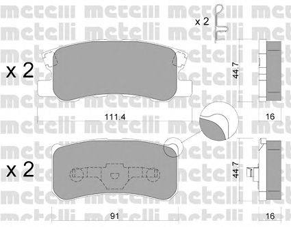 Комплект тормозных колодок, дисковый тормоз METELLI 2204001